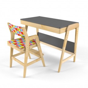 Комплект растущий стол и стул с чехлом 38 попугаев «Вуди» (Серый, Береза, Ромбы) в Игре - igra.ok-mebel.com | фото