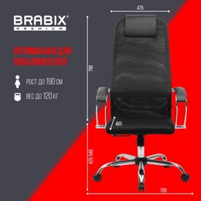 Кресло BRABIX PREMIUM "Ultimate EX-800" хром, плотная двойная сетка Х2, черное, 532911 в Игре - igra.ok-mebel.com | фото 6