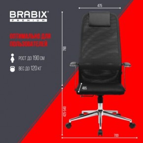 Кресло BRABIX PREMIUM "Ultimate EX-801" хром, плотная двойная сетка Х2, черное, 532917 в Игре - igra.ok-mebel.com | фото 7