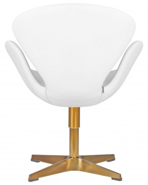 Кресло дизайнерское DOBRIN SWAN, белый кожзам P23, золотое основание в Игре - igra.ok-mebel.com | фото 5