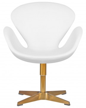 Кресло дизайнерское DOBRIN SWAN, белый кожзам P23, золотое основание в Игре - igra.ok-mebel.com | фото 6