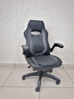 Кресло геймерское Barneo K-37 (черная кожа серые вставки) в Игре - igra.ok-mebel.com | фото