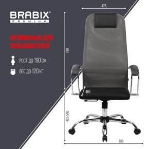 Кресло офисное BRABIX PREMIUM "Ultimate EX-800" хром, плотная двойная сетка Х2, черное/серое, 532912 в Игре - igra.ok-mebel.com | фото 3