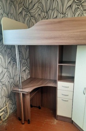 Кровать-чердак Бриз-1 УНИ (Ясень темный/светлый) в Игре - igra.ok-mebel.com | фото 4