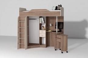 Кровать-чердак Бриз-1 УНИ (Ясень темный/светлый) в Игре - igra.ok-mebel.com | фото 6