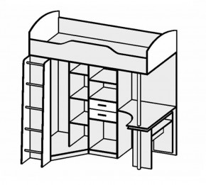 Кровать-чердак Бриз-1 УНИ (Ясень темный/светлый) в Игре - igra.ok-mebel.com | фото 2