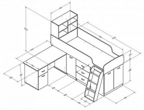 Кровать-чердак "Дюймовочка-1" Дуб молочный/орех в Игре - igra.ok-mebel.com | фото 2