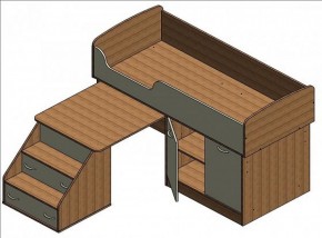 Кровать-чердак "Дюймовочка-2" Дуб молочный/орех в Игре - igra.ok-mebel.com | фото 2