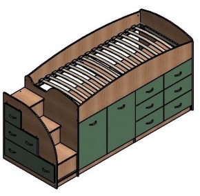 Кровать-чердак "Дюймовочка-4"  Дуб молочный/Венге в Игре - igra.ok-mebel.com | фото 2