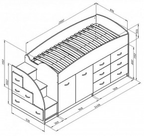 Кровать-чердак "Дюймовочка-4"  Дуб молочный/Венге в Игре - igra.ok-mebel.com | фото 3