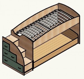 Кровать-чердак "Дюймовочка-4.2"  Дуб молочный/Оранжевый в Игре - igra.ok-mebel.com | фото 4