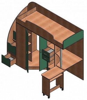 Кровать-чердак "Теремок-1 Гранд"  Дуб молочный/Голубой в Игре - igra.ok-mebel.com | фото 3