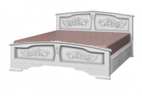 ЕЛЕНА Кровать из массива 1600 (Белый жемчуг) с 2-мя ящиками в Игре - igra.ok-mebel.com | фото