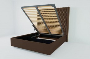 Кровать Версаль ЛЮКС с ПМ 1800 (экокожа коричневая) в Игре - igra.ok-mebel.com | фото 2