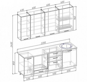 Кухонный гарнитур Антрацит 2200 h950 (Стол. 26мм) в Игре - igra.ok-mebel.com | фото 3