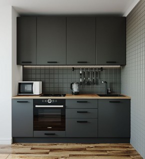 Кухонный гарнитур Антрацит 2200 h950 (Стол. 38мм) в Игре - igra.ok-mebel.com | фото