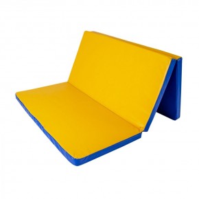 Мат гимнастический 1,5х1х0,05м в 3 сложения цв. синий-желтый в Игре - igra.ok-mebel.com | фото 1