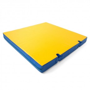 Мат гимнастический 1х1х0,1м с вырезом под стойки цв. синий-желтый в Игре - igra.ok-mebel.com | фото