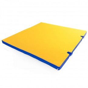 Мат гимнастический 1х1х0,05м с вырезом под стойки цв. синий-желтый в Игре - igra.ok-mebel.com | фото 1