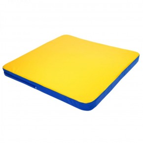 Мат гимнастический 1,36х1,36х0,08м складной закругленные углы цв. синий-желтый (для ДСК Игрунок) в Игре - igra.ok-mebel.com | фото