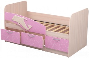 Кровать Дельфин 1,6 (Дуб молочный/фасад - Ламарти розовый) в Игре - igra.ok-mebel.com | фото