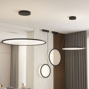 Подвесной светильник горизонтальный VEIL, 80 Вт, ?1000?В1500 мм, LED 2700-6000K, IP20, пульт Д/У (в комплекте), черный, алюминий, акрил в Игре - igra.ok-mebel.com | фото 5