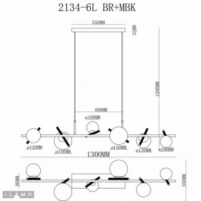 Подвесной светильник iLamp Golden 2134-6L BR+MBK в Игре - igra.ok-mebel.com | фото 3