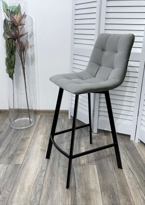 Полубарный стул CHILLI-QB SQUARE светло-серый #26, велюр / черный каркас (H=66cm) М-City в Игре - igra.ok-mebel.com | фото 2
