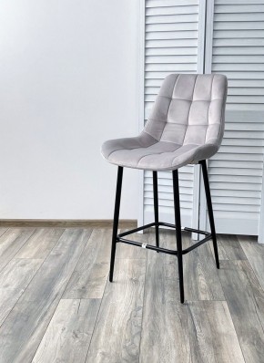 Полубарный стул ХОФМАН, цвет H-09 Светло-серый, велюр / черный каркас H=63cm М-City в Игре - igra.ok-mebel.com | фото 2