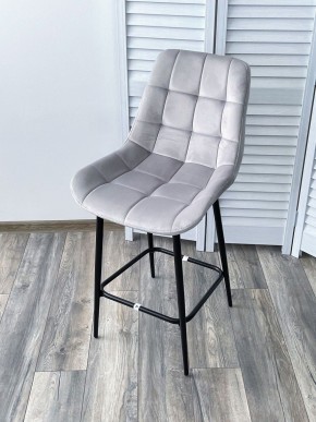 Полубарный стул ХОФМАН, цвет H-09 Светло-серый, велюр / черный каркас H=63cm М-City в Игре - igra.ok-mebel.com | фото 4