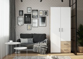 Шкаф 2-х створчатый с ящиками VICTOR (Сонома-Белый) в Игре - igra.ok-mebel.com | фото 3