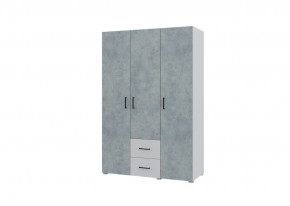 Шкаф 3-х створчатый с ящиками VICTOR (Белый-Бетон) в Игре - igra.ok-mebel.com | фото