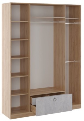 Шкаф 4 двери Глэдис М24 (Дуб Золотой/Цемент светлый) в Игре - igra.ok-mebel.com | фото 2