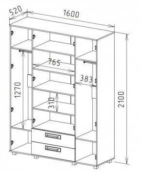 Шкаф 4-х дверный с ящиками М-1 Серия Вега в Игре - igra.ok-mebel.com | фото 3