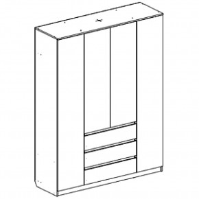 Шкаф 4-ств. с 3 ящиками "Бьянко" в Игре - igra.ok-mebel.com | фото 3