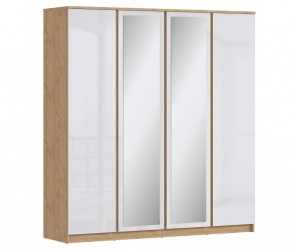 Шкаф 4х дверный с зеркалами Веста СБ-3082 (Дуб Бунратти/Белый глянец) в Игре - igra.ok-mebel.com | фото