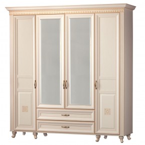 Шкаф для одежды 4-дверный с зеркалом №493 Марлен кремовый белый в Игре - igra.ok-mebel.com | фото
