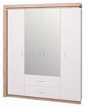 Шкаф для одежды с ящиками 4-х створчатый с зеркалом Люмен 16 в Игре - igra.ok-mebel.com | фото