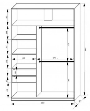 Шкаф-купе 1600 серии SOFT D8+D2+B2+PL4 (2 ящика+F обр.штанга) профиль «Графит» в Игре - igra.ok-mebel.com | фото 2