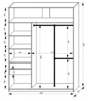 Шкаф-купе 1800 серии SOFT D8+D2+B2+PL4 (2 ящика+F обр.штанга) профиль «Графит» в Игре - igra.ok-mebel.com | фото 3