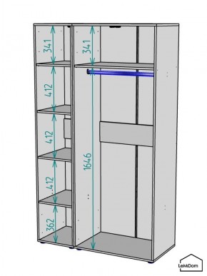 Шкаф Linnea MHR-3-1 2050х1200х510 (ДВ-М 11.1.25) в Игре - igra.ok-mebel.com | фото 3