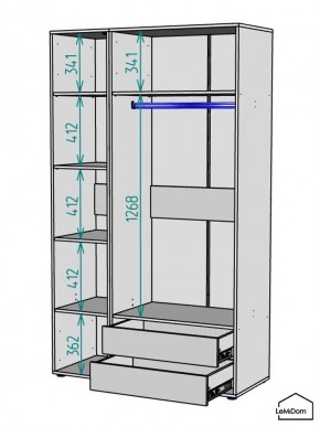 Шкаф Linnea MHR-3-2 2050х1200х510 (Белый-М 11.1.2) в Игре - igra.ok-mebel.com | фото 3