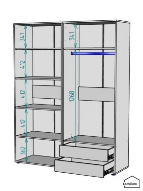 Шкаф Linnea MHR-4-2 2050х1600х510 (Графит-М 11.1.25) в Игре - igra.ok-mebel.com | фото 3