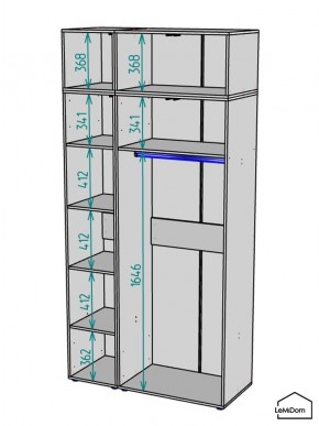 Шкаф с антресолью Linnea MHR-3A-1 2450х1200х510 (ДВ-М 11.1.25) в Игре - igra.ok-mebel.com | фото 3
