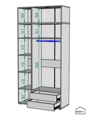 Шкаф с антресолью Linnea MHR-3A-2 2450х1200х510 (ДВ-М 11.1.25) в Игре - igra.ok-mebel.com | фото 3