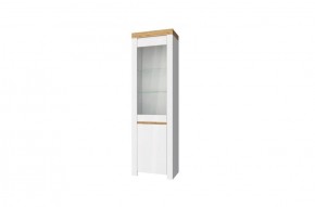 Шкаф с витриной  1V1D, TAURUS, цвет белый/дуб вотан в Игре - igra.ok-mebel.com | фото