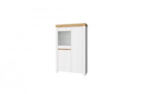 Шкаф с витриной 1V2D, TAURUS, цвет белый/дуб вотан в Игре - igra.ok-mebel.com | фото