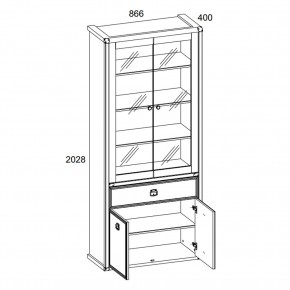 Шкаф с витриной 2V2D1S, MAGELLAN, цвет Сосна винтаж в Игре - igra.ok-mebel.com | фото 2