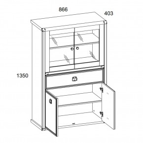 Шкаф с витриной 2V2D1SL, MAGELLAN, цвет Сосна винтаж в Игре - igra.ok-mebel.com | фото 3