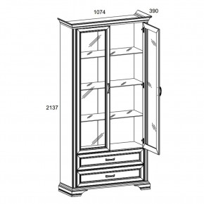 Шкаф с витриной 2V2S, MONAKO, цвет Сосна винтаж/дуб анкона в Игре - igra.ok-mebel.com | фото 2